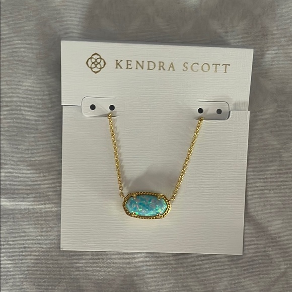 kendra scott elisa light teal kyocera opal short pendant necklace - Picture 2 of 3